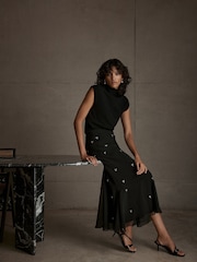 Mint Velvet Black Embellished Maxi Skirt - Image 1 of 7