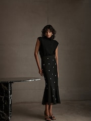 Mint Velvet Black Embellished Maxi Skirt - Image 2 of 7