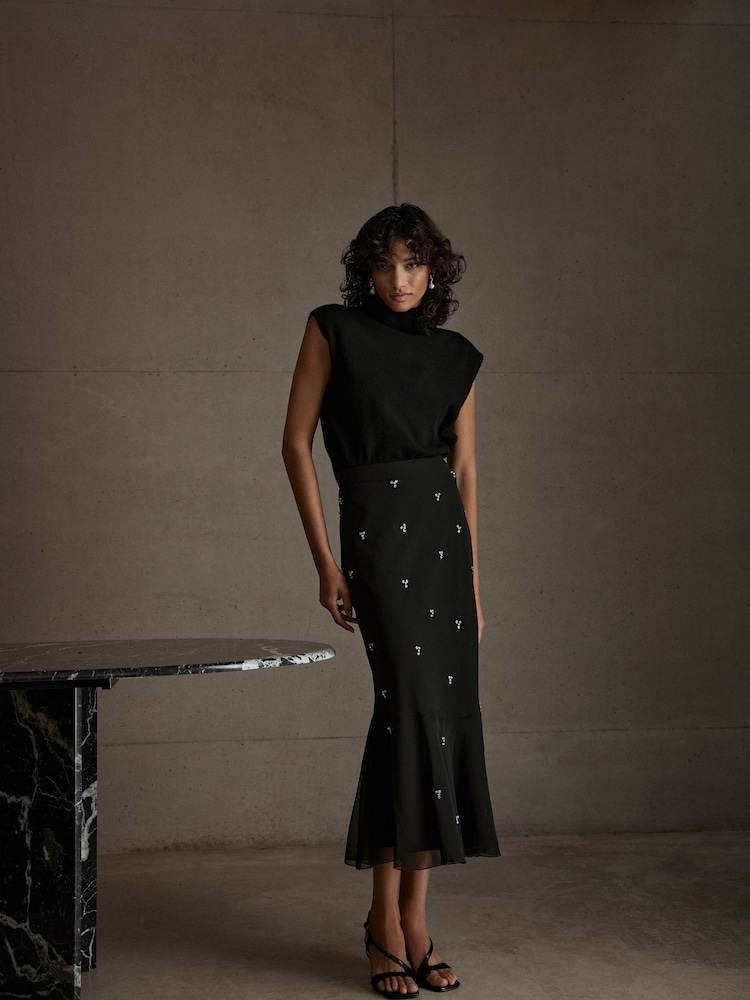Mint Velvet Black Embellished Maxi Skirt - Image 2 of 7