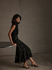 Mint Velvet Black Embellished Maxi Skirt - Image 3 of 7