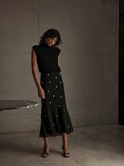 Mint Velvet Black Embellished Maxi Skirt - Image 4 of 7