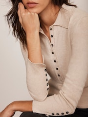 Mint Velvet Cream Cotton Blend Polo Knit Top - Image 3 of 7