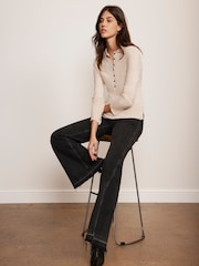 Mint Velvet Cream Cotton Blend Polo Knit Top - Image 4 of 7