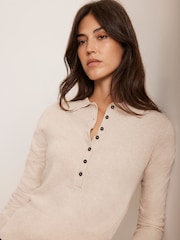 Mint Velvet Cream Cotton Blend Polo Knit Top - Image 5 of 7