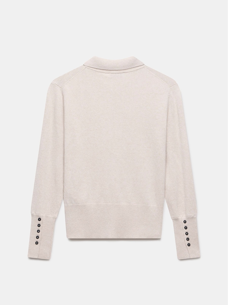Mint Velvet Cream Cotton Blend Polo Knit Top - Image 7 of 7