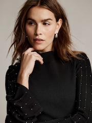 Mint Velvet Black Embellished Knit Top - Image 4 of 7