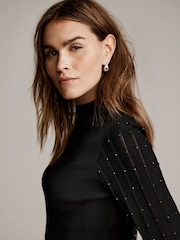 Mint Velvet Black Embellished Knit Top - Image 5 of 7