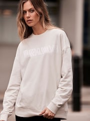 Mint Velvet Cream Relaxed Glamour Cotton Sweatshirt - Image 1 of 7