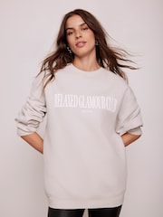 Mint Velvet Cream Relaxed Glamour Cotton Sweatshirt - Image 2 of 7