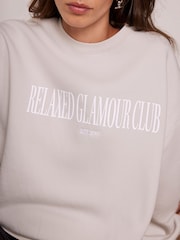 Mint Velvet Cream Relaxed Glamour Cotton Sweatshirt - Image 5 of 7