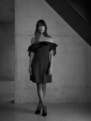 Mint Velvet Black Bow Sleeve Satin Mini Dress - Image 3 of 7
