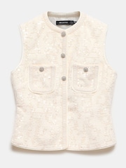 Mint Velvet White Sequin Boucle Top - Image 6 of 7