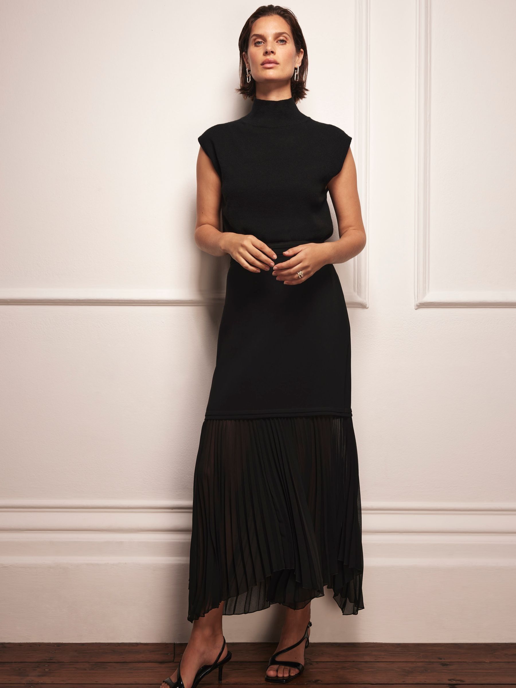 Buy Mint Velvet Black Sheer Pleated Maxi Skirt from Next USA