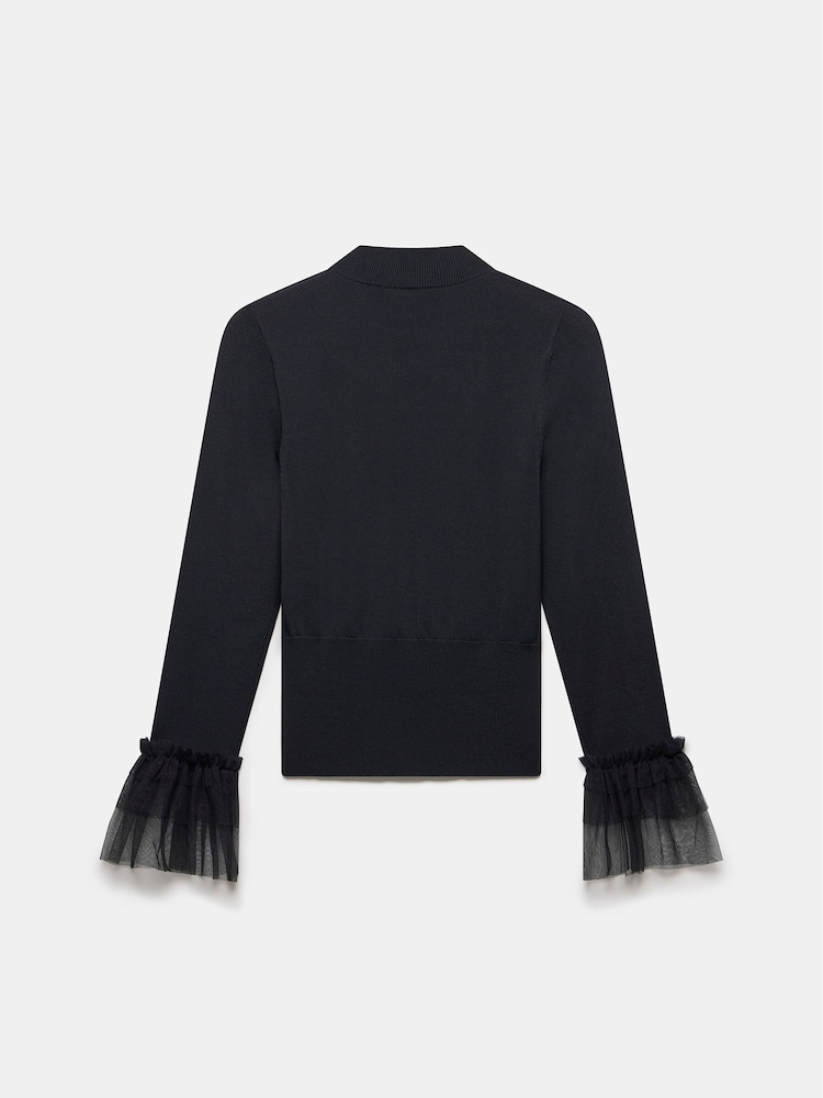 Mint Velvet Black Tulle Cuff Knit Top - Image 7 of 7