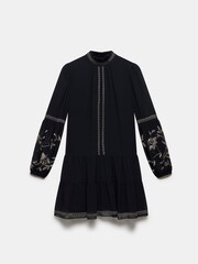 Mint Velvet Black Embroidered Gold Mini Dress - Image 6 of 7