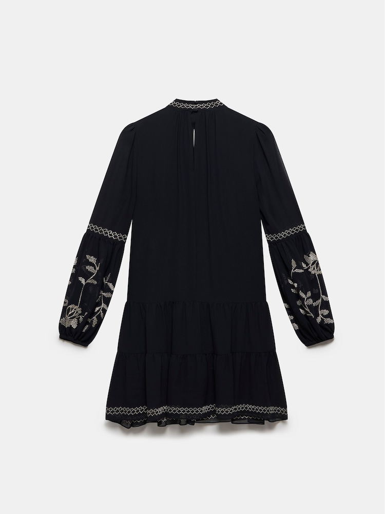Mint Velvet Black Embroidered Gold Mini Dress - Image 7 of 7