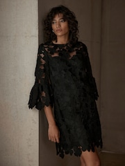 Mint Velvet Black Floral Lace Mini Dress - Image 2 of 7