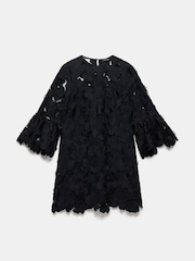 Mint Velvet Black Floral Lace Mini Dress - Image 6 of 7