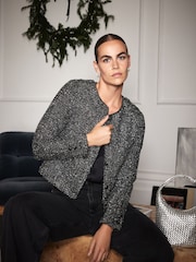 Mint Velvet Silver Military Jacket - Image 2 of 7