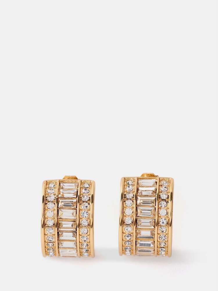 Mint Velvet Gold Tone Crystal Baguette Earrings - Image 1 of 2 Mint Velvet Gold Tone Crystal Baguette Earrings - Image 1 of 2