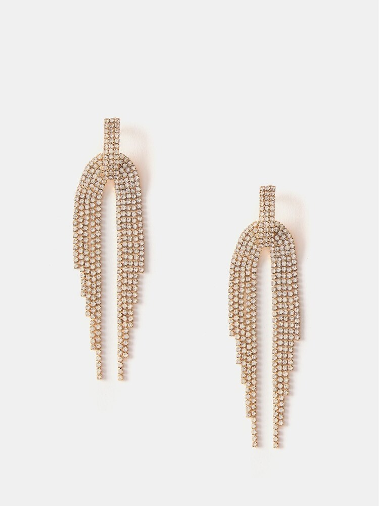 Mint Velvet Gold Tone Statement Crystal Earrings - Image 1 of 2 Mint Velvet Gold Tone Statement Crystal Earrings - Image 1 of 2
