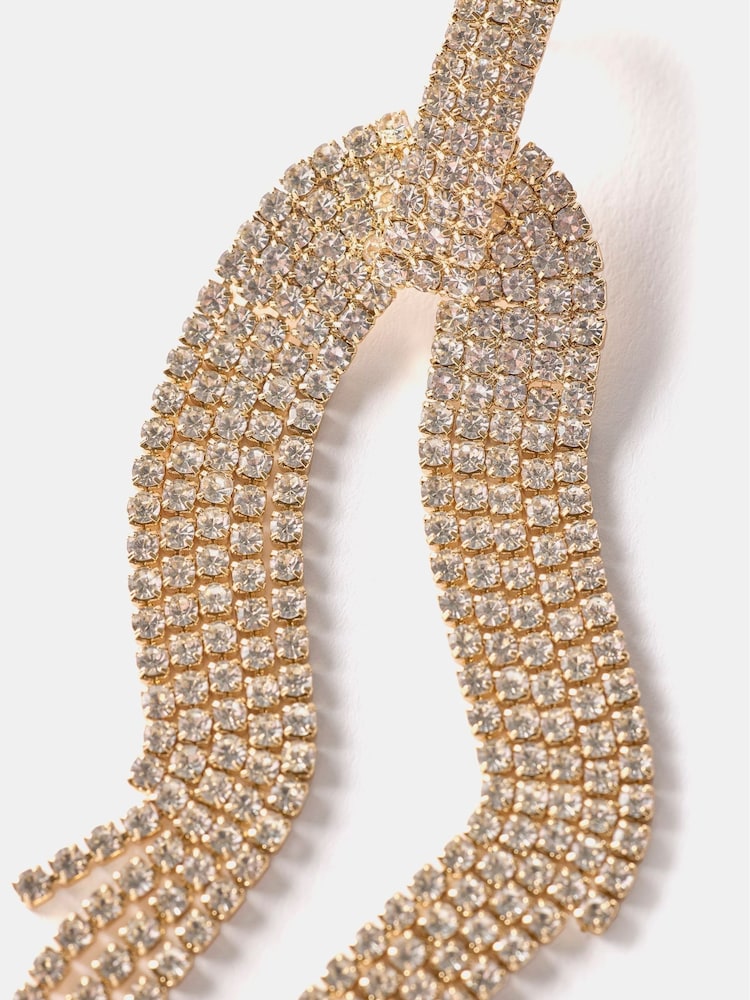 Mint Velvet Gold Tone Statement Crystal Earrings - Image 2 of 2 Mint Velvet Gold Tone Statement Crystal Earrings - Image 2 of 2