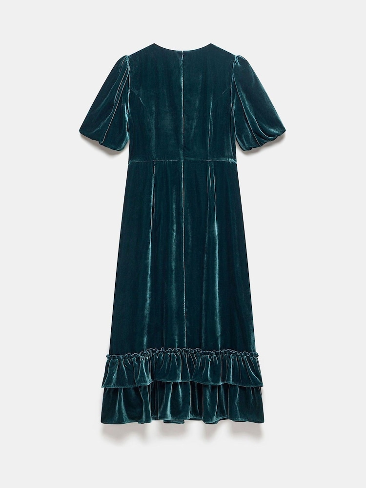 Mint Velvet Green Velvet Bow Detail Midi Dress - Image 7 of 7