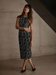 Mint Velvet Black Lace Sequin Midi Dress - Image 4 of 7