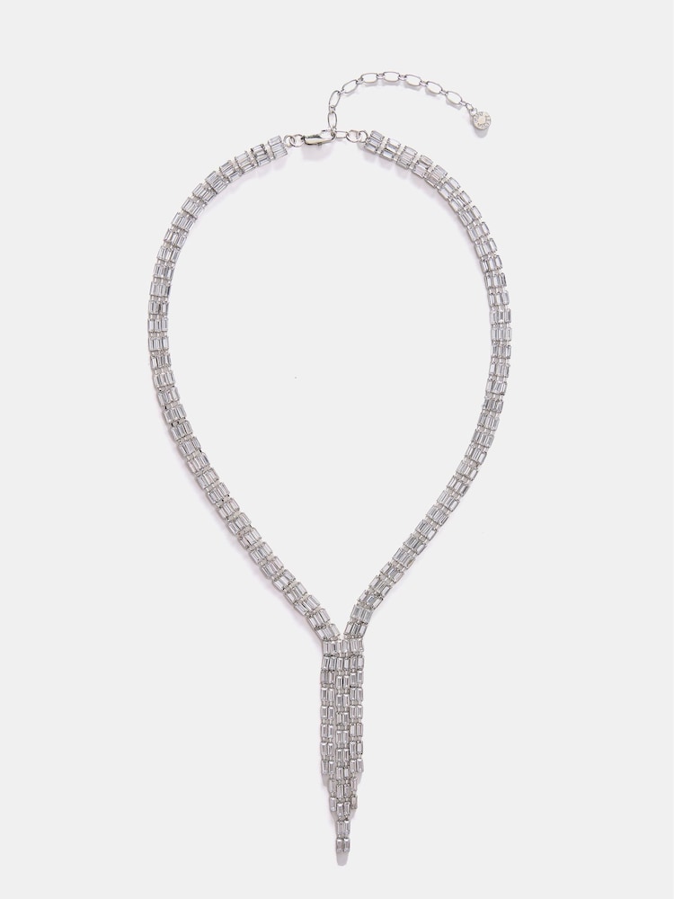 Mint Velvet Silver Tone Crystal Lariat Necklace - Image 1 of 4