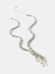 Mint Velvet Silver Tone Crystal Lariat Necklace - Image 2 of 4
