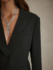 Mint Velvet Silver Tone Crystal Lariat Necklace - Image 4 of 4