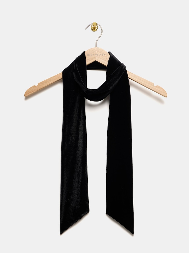 Mint Velvet Black Velvet Skinny Scarf - Image 1 of 3