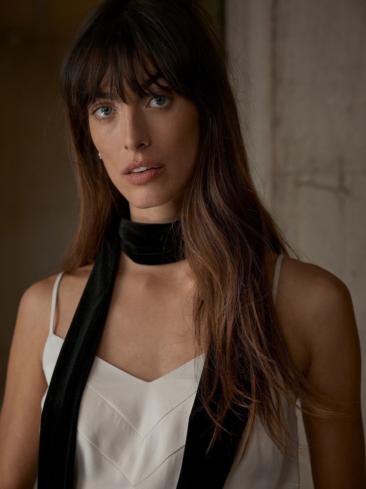 Mint Velvet Black Velvet Skinny Scarf - Image 3 of 3
