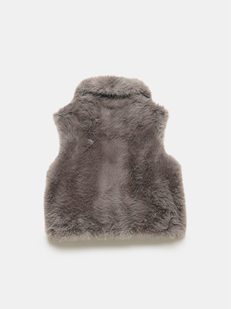 Mint Velvet Grey Faux Fur Gilet - Image 7 of 7