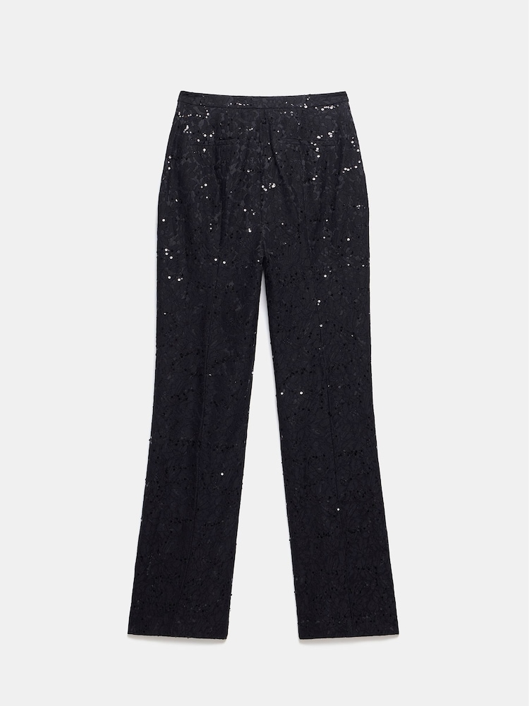 Mint Velvet Black Lace Sequin Trousers - Image 6 of 6