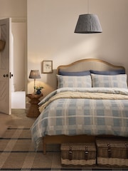 Blue Quilted Pattern Duvet Cover and Pillowcase Set - Image 1 of 6