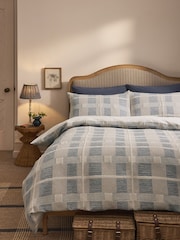 Blue Quilted Pattern Duvet Cover and Pillowcase Set - Image 2 of 6