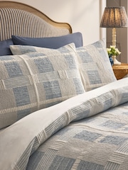 Blue Quilted Pattern Duvet Cover and Pillowcase Set - Image 3 of 6