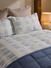 Blue Quilted Pattern Duvet Cover and Pillowcase Set - Image 4 of 6