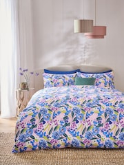 Bright Pink Floral Duvet Cover and Pillowcase Set - Image 1 of 4