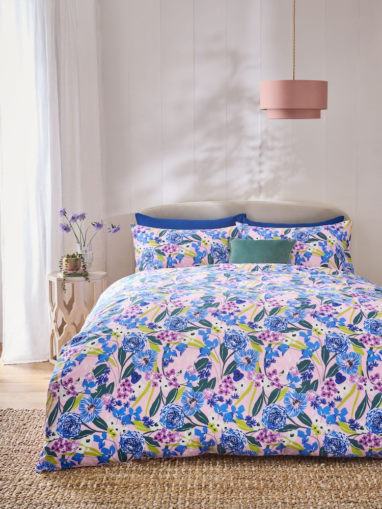 Bright Pink Floral Duvet Cover and Pillowcase Set - Image 2 of 4