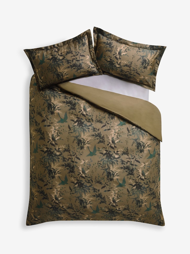 Green Time Travel Floral 200TC Sateen Duvet Cover and Pillowcase Set - Image 10 of 10 Green Time Travel Floral 200TC Sateen Duvet Cover and Pillowcase Set - Image 10 of 10