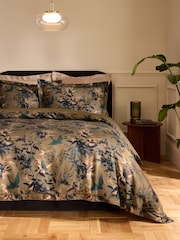 Green Time Travel Floral 200TC Sateen Duvet Cover and Pillowcase Set - Image 2 of 10