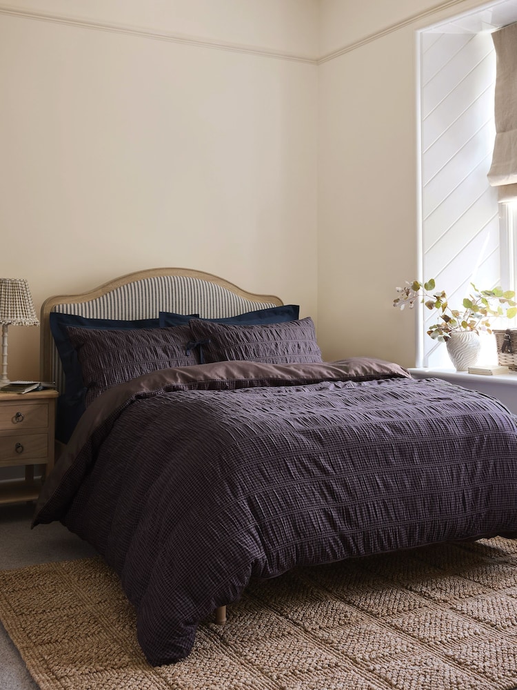 Gingham Ruched with Ties Duvet Cover and Pillowcase Set - Imagen 1 de 6 Gingham Ruched with Ties Duvet Cover and Pillowcase Set - Imagen 1 de 6