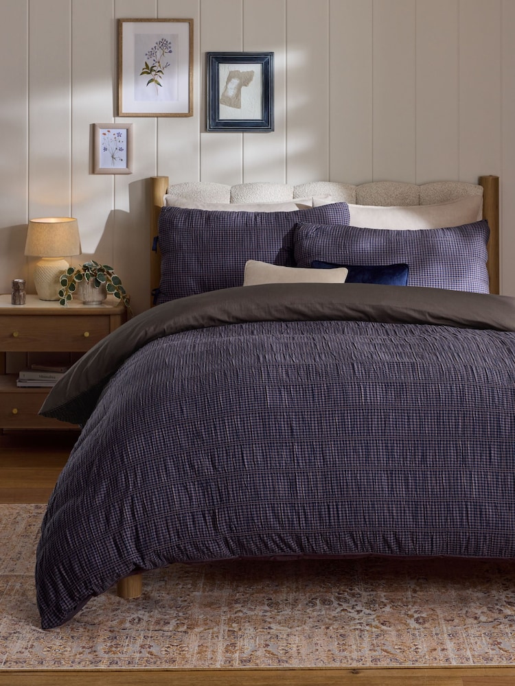 Gingham Ruched with Ties Duvet Cover and Pillowcase Set - Imagen 2 de 6 Gingham Ruched with Ties Duvet Cover and Pillowcase Set - Imagen 2 de 6