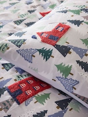 Multi Winter Houses Tufted Duvet Cover and Pillowcase Set - Image 3 of 4