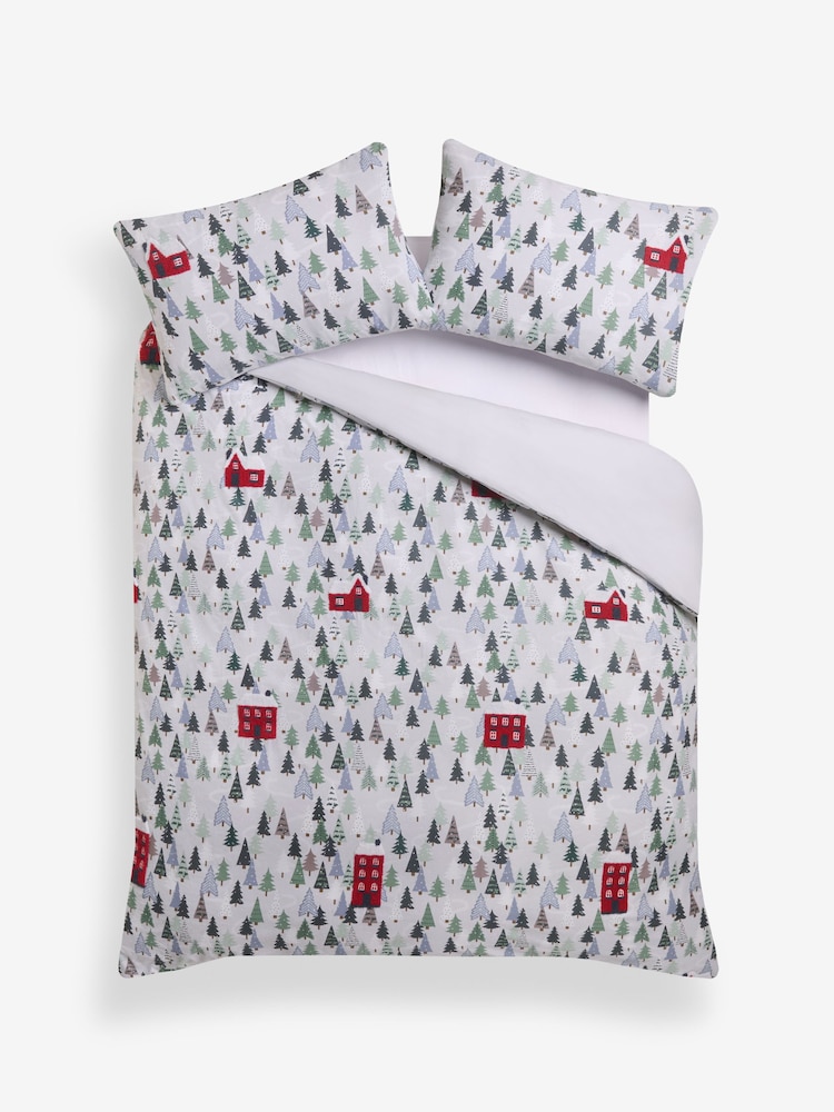 Multi Winter Houses Tufted Duvet Cover and Pillowcase Set - Image 4 of 4 Multi Winter Houses Tufted Duvet Cover and Pillowcase Set - Image 4 of 4