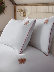Natural Cotton Christmas Gingerbread Crochet Duvet Cover and Pillowcase Set - Image 4 of 10
