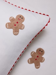 Natural Cotton Christmas Gingerbread Crochet Duvet Cover and Pillowcase Set - Image 6 of 10