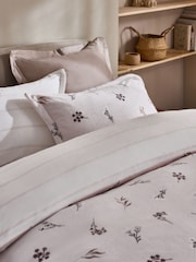 Fleece Floral Print Stripe Reversible Duvet Cover and Pillowcase Set - Imagen 3 de 5